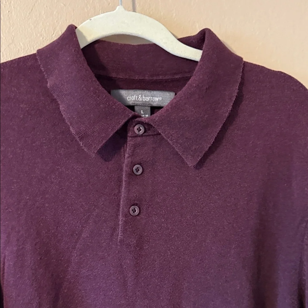 Croft & Barrow Men's Lightweight Polo style Sweater collar deep burgundy Large
